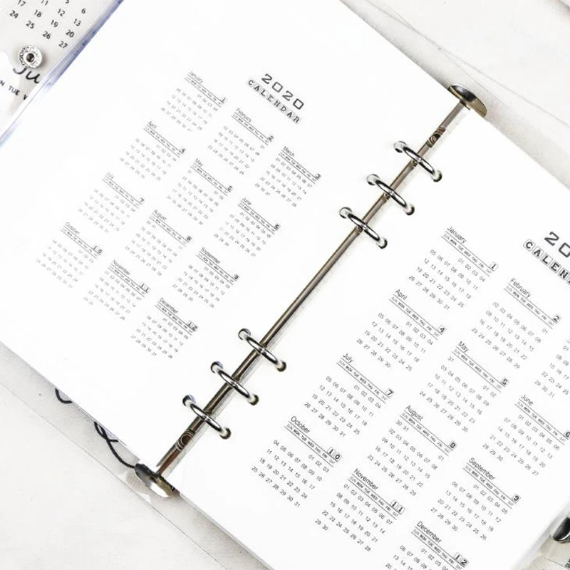 

2 Pcs/set Cute 2020 Calendar 6 Holes Index Notebook Divider Sudents Diary Binder Weekly Agenda Stationery A5 A6 Pages Separator
