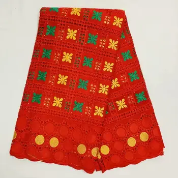 

2020 Red Gold New Arrival 3D African Dry Lace Fabric Embroidery French Mesh Lace Fabrics With Stones For Nigerian Party Dresses
