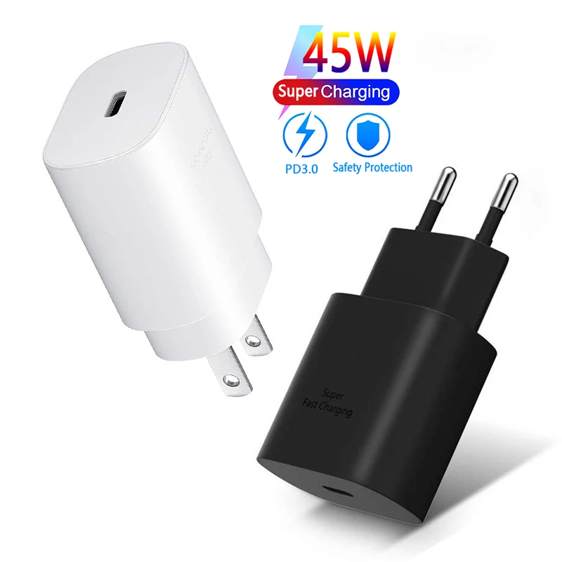 phone charger 45W Super Fast Charging Adapter PD QC3.0 Charger USB C To Type C Cable For Samsung For Galaxy Note 10 20 S20 Fast charge 18w