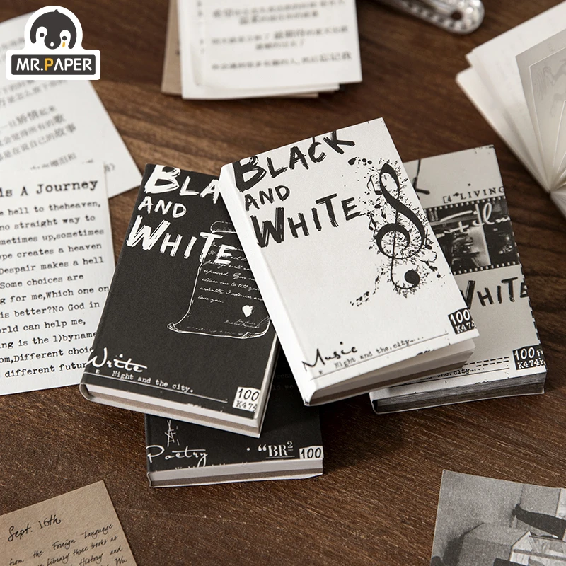 El Sr. De papel 100 unids/bolsa 5 diseños estilo Retro Vintage, blanco y negro de la serie creativa de Mano cuenta Material de decoración DIY