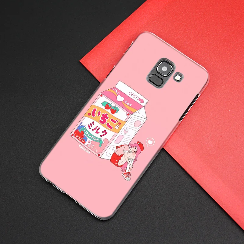 Kawaii японский клубничное молоко чехол для samsung Galaxy S10 S10e 5G S9 S8 S7 край M40 M30 M20 M10 J8 J6 J4 плюс