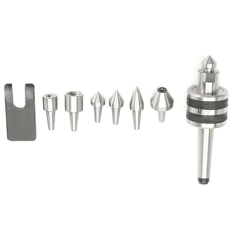 

HLZS-1Pc Mt2 Live Center + 7Pcs Interchangeable Points + 1Pc Wrench Set Taper 2Mt Triple Bearing Lathe Tool