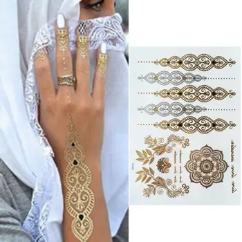 

Women Metallic Flash Waterproof Sticker Transfer Bohemian Temporary Tattoo Body Art Sticker Waterproof And Able To Last For Days