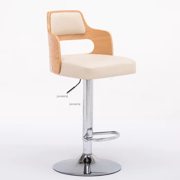 

European Style Solid Wood Bar Stools Nordic Bar High Stool Modern Minimalist High Stool Bar Stool Home Backrest Furniture