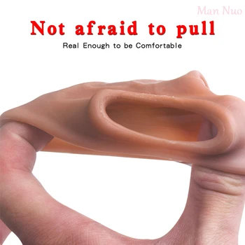 Man Nuo Realistic Penis Sleeve Condom For Male Penis Enlargement Extender Reusable Cock Cover Delayed Ejaculation Adult Sex Toys 6