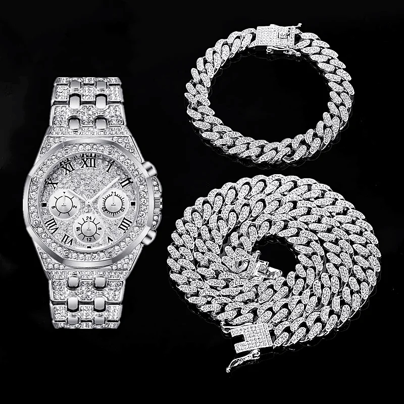 Hip Hop Rapper Iced Out Watch for Men Iced Out Paved Rhinestones