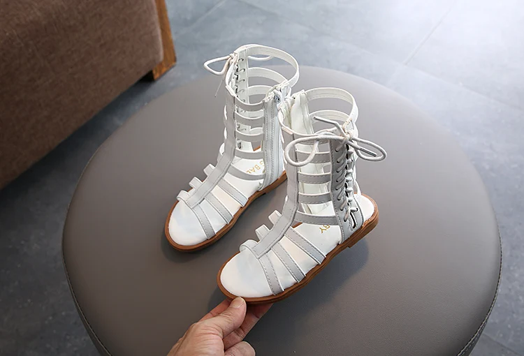 2021 Summer Shoes Girls Gladiator Sandals Cross-tied Boots For Baby Kids Casual Shoes Roma Lace up High Top sandalias botas child shoes girl