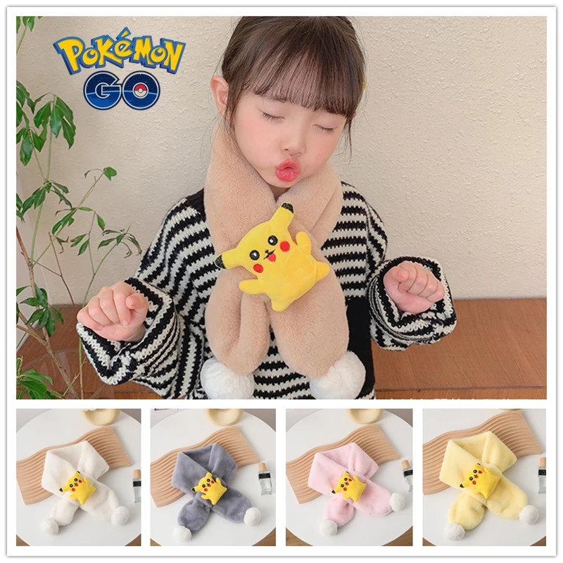 Bufanda de Pokémon para niños y niñas, babero grueso de dibujos de protector de cuello de felpa suave, regalo|Viseras para hombres| - AliExpress