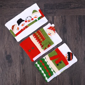 

3 Pcs Refrigerator Door Handle Snowman Washable Fabric Christmas Kitchen Appliance Decals for Dishwasher