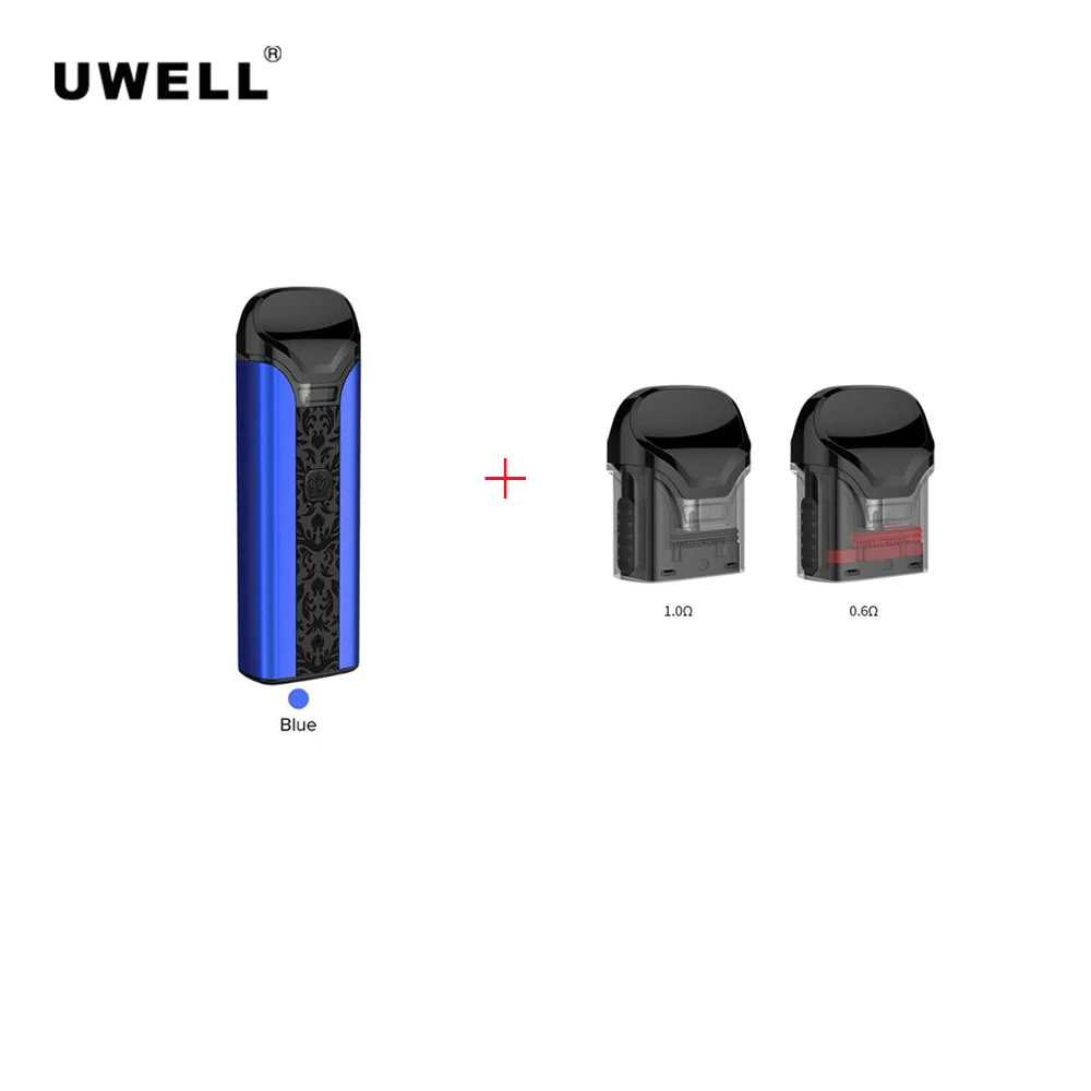 Uwell Crown Pod Комплект с 2 шт. Корона картридж 0.6ohm/1ohm электронная сигарета Vape Pod Kit vs Caliburn Vinci x - Цвет: Blue