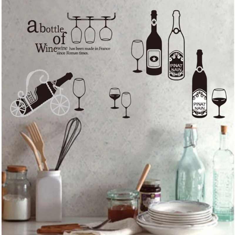 Стекло бутылка арт Настенная Home Decor красное вино стены стикеры наклейки для кухни
