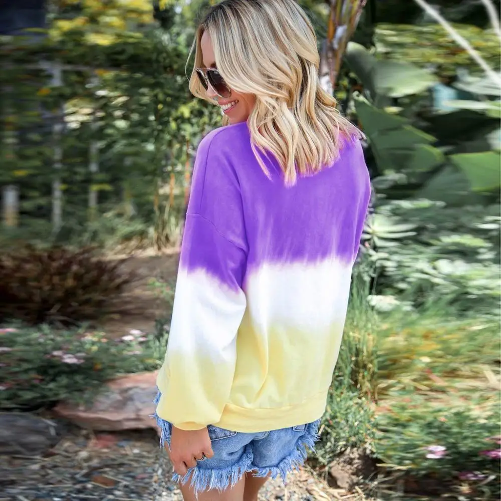 Модная женская Повседневная Толстовка с круглым вырезом и контрастным