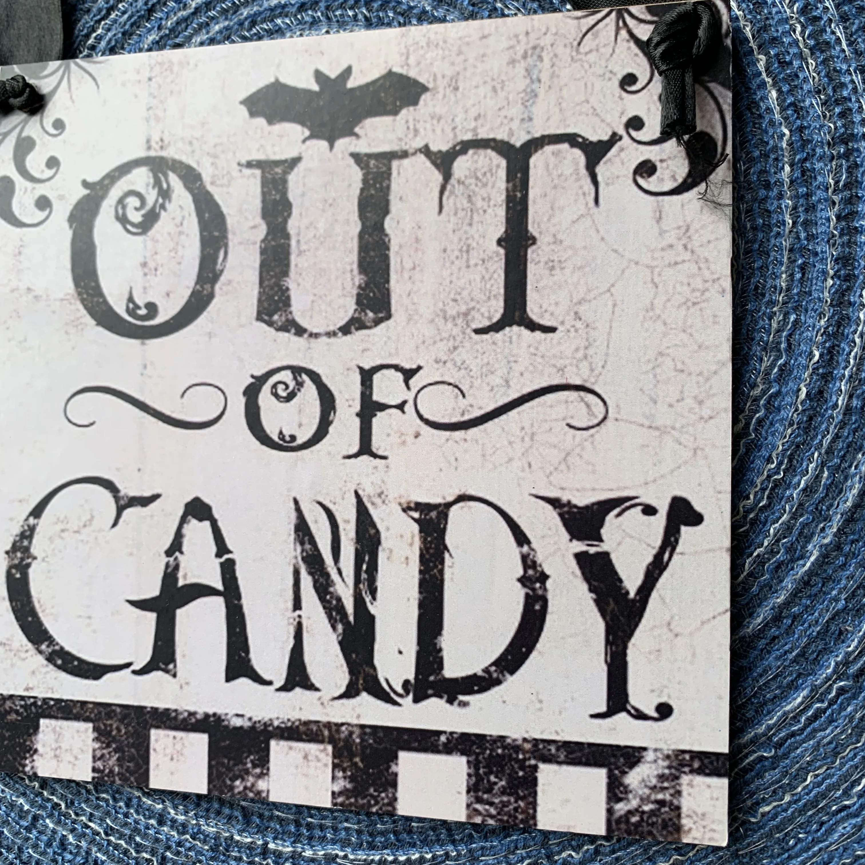 Halloween Store Room Sign Decoration Halloween Supplies Sign Out Of Candy Ribbon Hanging Rope Square Convenient Wooden Listing