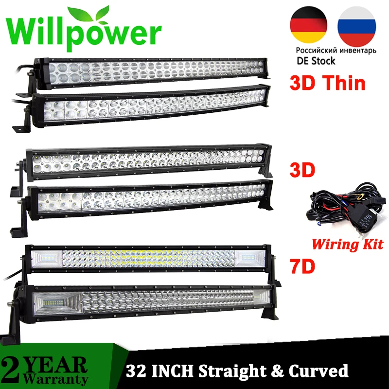 Forza Di Volontà 32 ''Pollici Offroad Led Bar 3D 7D 180W 405W Ha Condotto Le Luci Auto Di Guida Camion Della Lampada Della Nebbia 4X4 4Wd Atv Utv Suv 