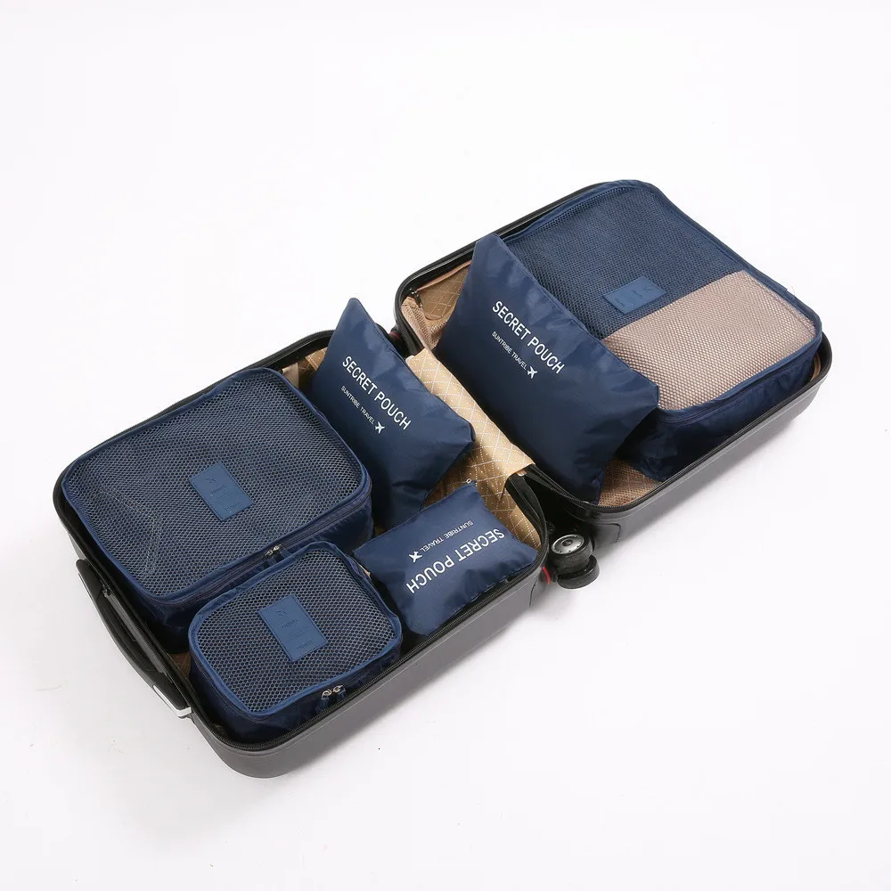 Cosyde дропшиппинг 6 шт./компл. высокого качества Oxford Тканевые для путешествий Сетчатая Сумка органайзер для багажа Упаковка объемный Органайзер дорожные сумки - Цвет: S   Navy