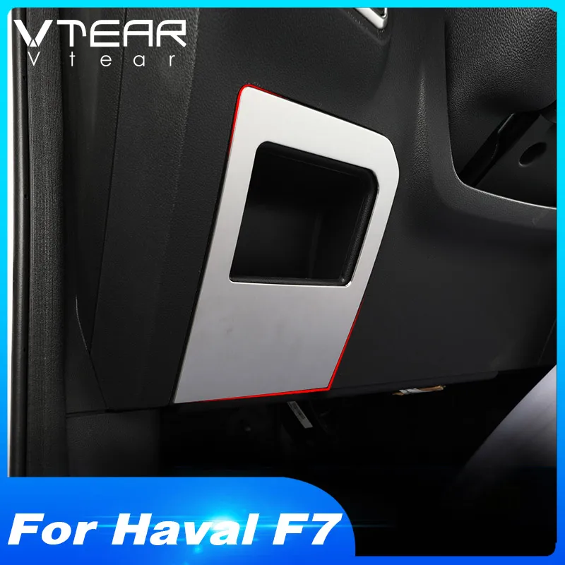 Vtear For Haval F7 F7x Glove Storage Box Handle Trim Cover Stainless Steel Copilot Clasp Hands Car-Styling Auto Accessories Part