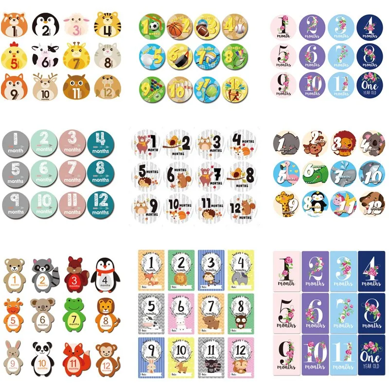 Memorial Photo-Accessories Number Commemorative-Card Gifts Milestone Monthly 12pcs-Month-Sticker