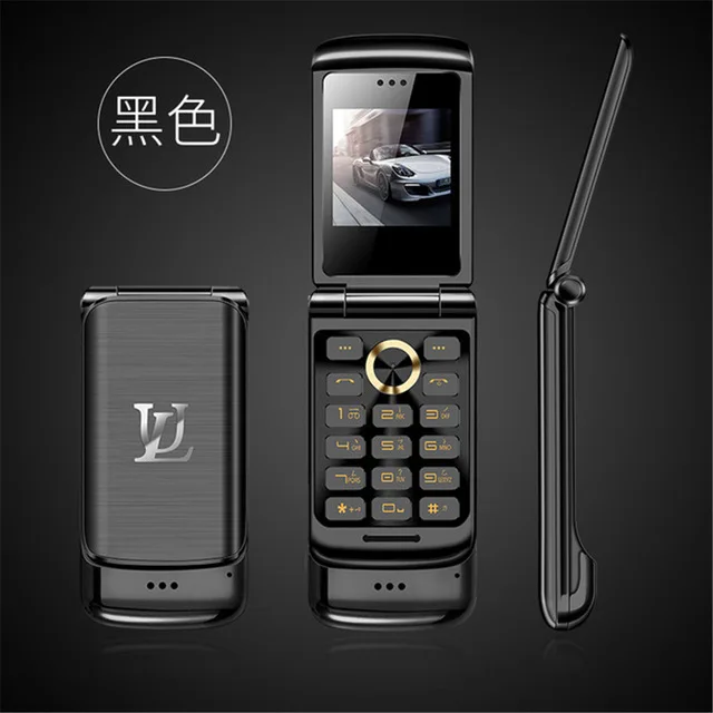 Роскошный флип-телефон Ulcool V9, 1,54 дюймов, две sim-камеры, MP3, Bluetooth, FM, Dialer, анти-потеря, металлический корпус, мини мобильный телефон - Цвет: Black