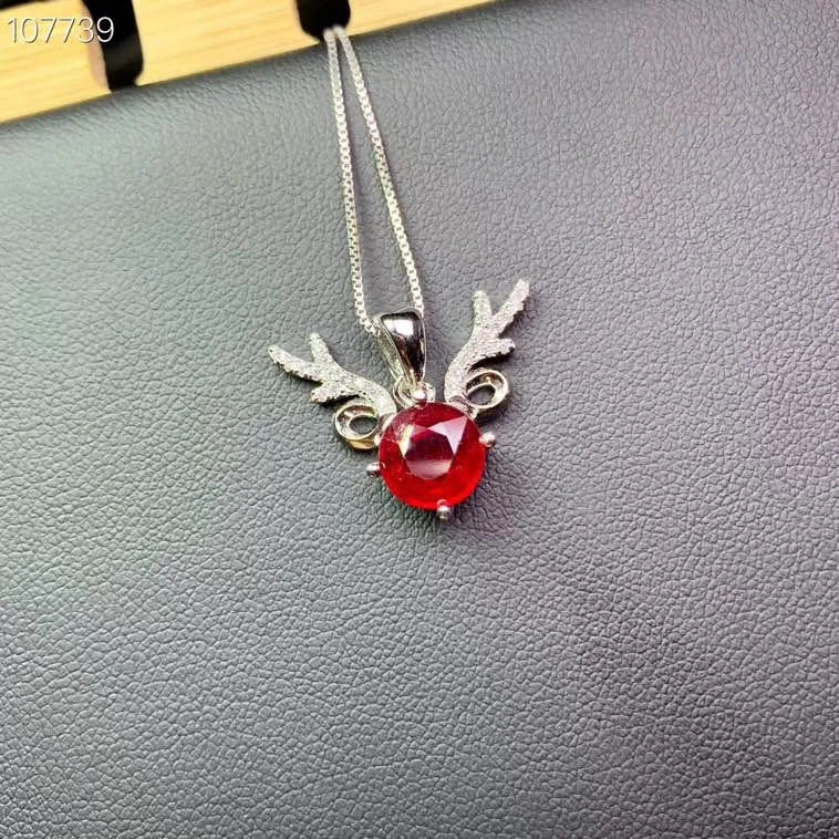 Элегантный красный натуральный рубин кулон для ожерелья для женщин Лидер продаж подарок стиль натуральный камень хорошая огранка Прекрасный олень стиль