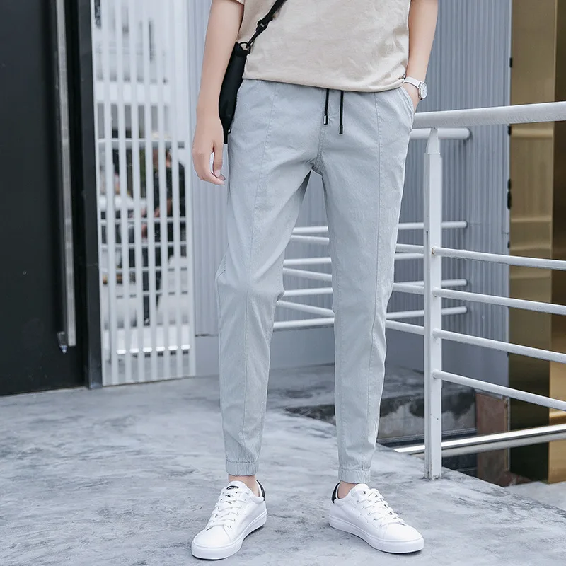

Spring Men's Casual Versatile Trend Loose-Fit Drawstring Top Closing Foot Capri Pants