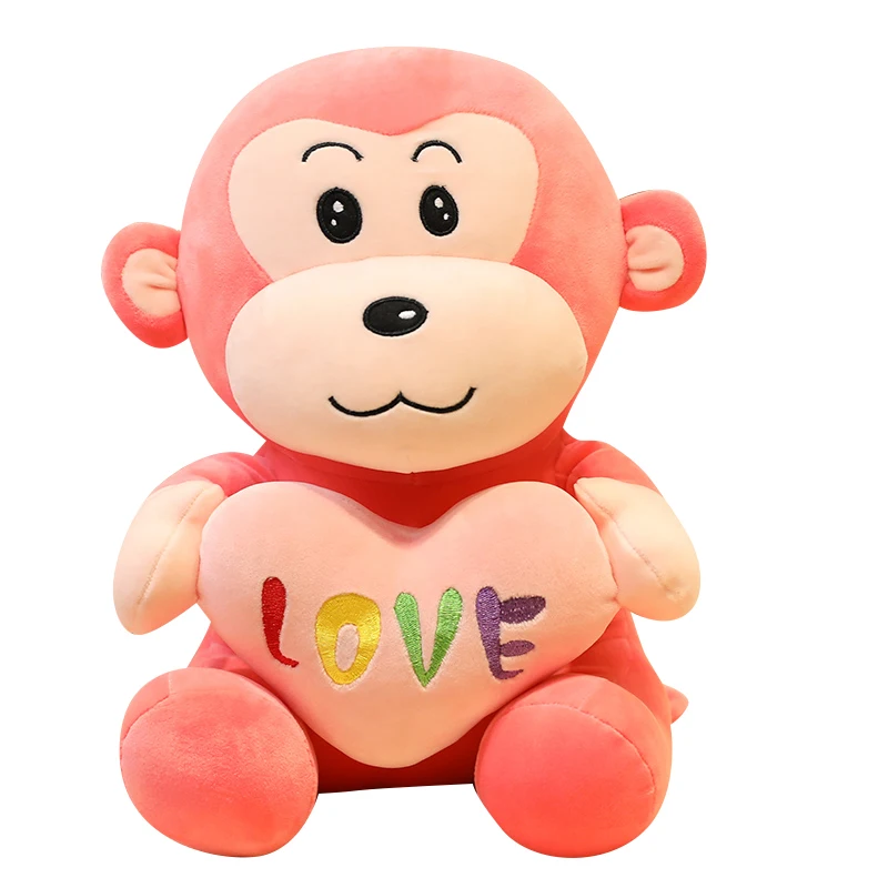 Kawaii Любовь Обезьяна Мягкие игрушки мягкие куклы животных Розовый Зеленый Коричневый дети девочка детские игрушки домашний декорация Рождественский подарок