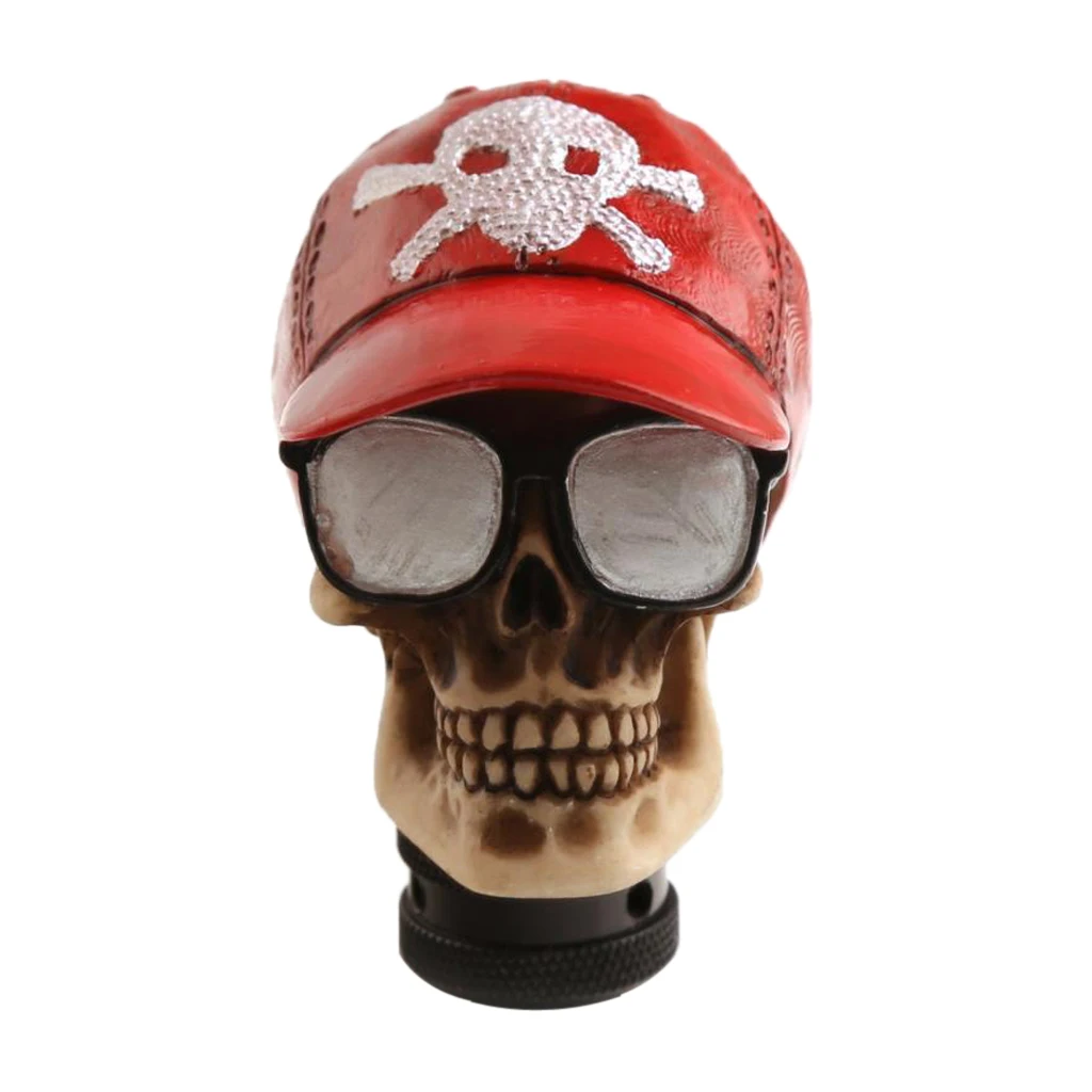 

Funny Skull Head Baseball Cap Car Manual Operation Gear Shifter Knob Acrylic Red