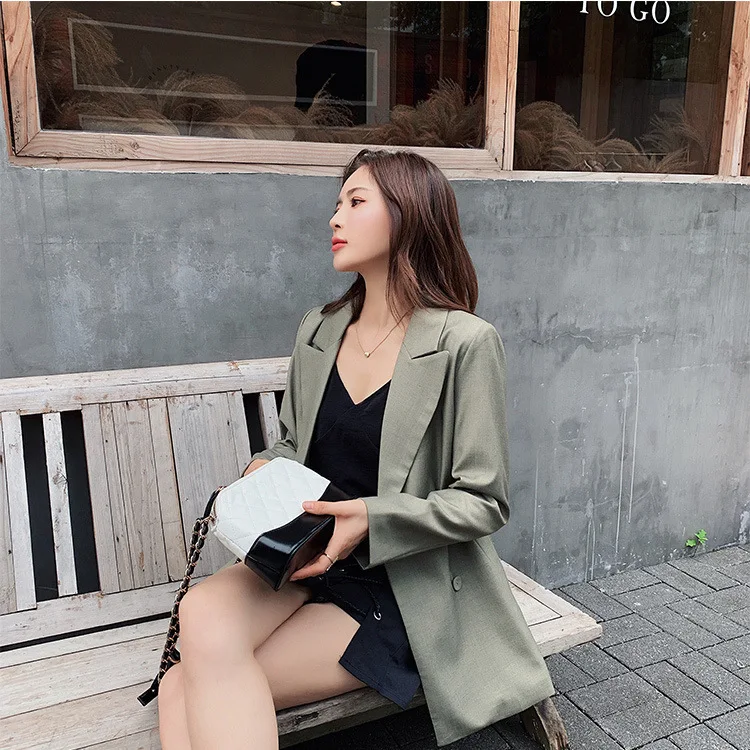 

Small Suit Coat Women's Korean-style Elegant Waist Hugging Retro CHIC Mid-length Leisure Suit