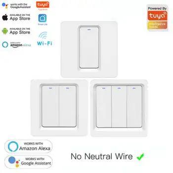 

1/2/3 Gang TUYA WiFi Smart Touch Switch 220-240V Home Wall Button For Alexa And Google Home Assistant EU/UK Standard Dropshiping