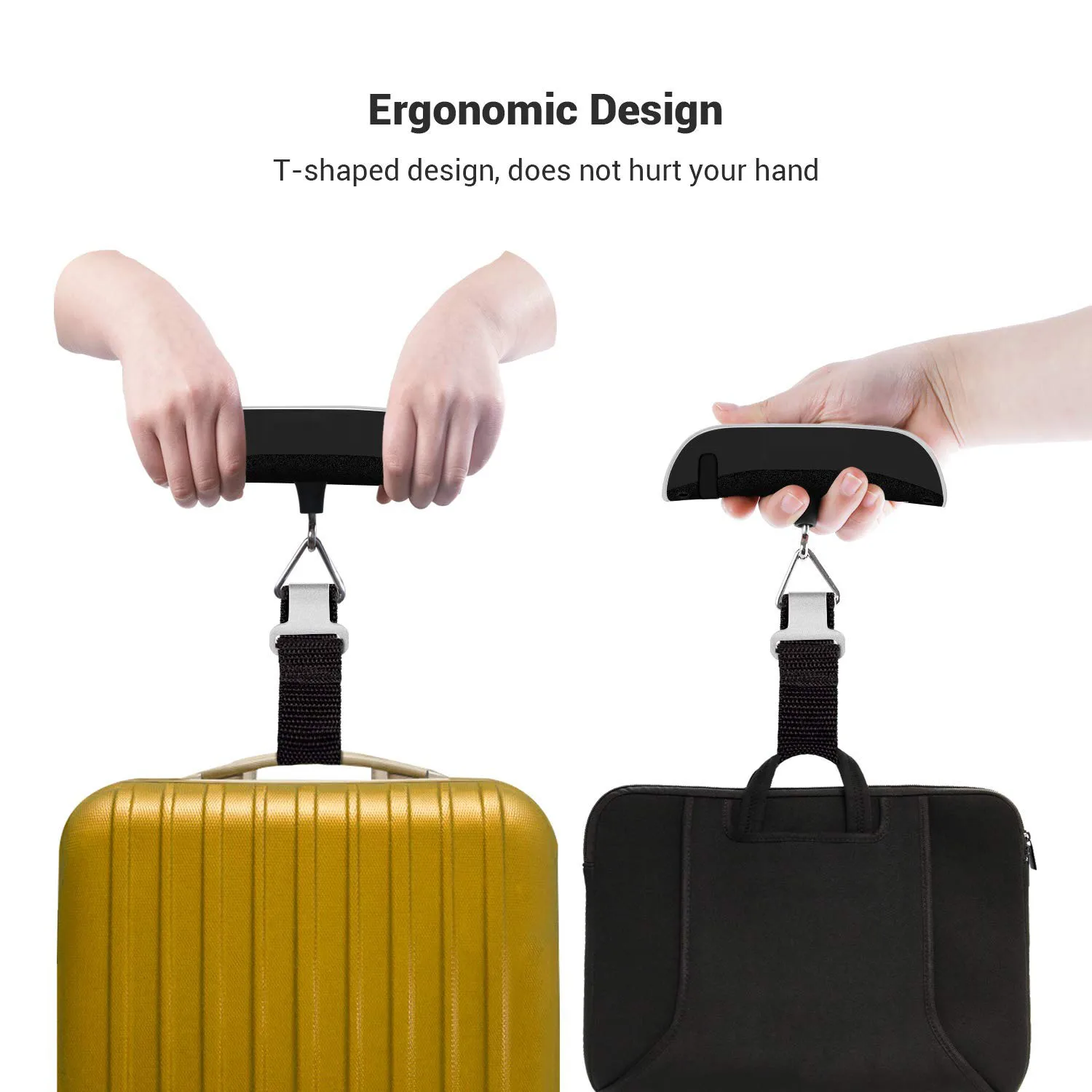 Цифровые весы для багажа, портативные ручные весы для багажа для путешествий, весы для чемодана с резиновой краской, датчик температуры