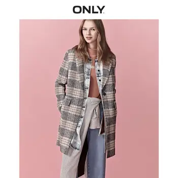 

ONLY Autumn Winter Women's Loose Fit Double-faced Checked Woolen Coat | 11934S503