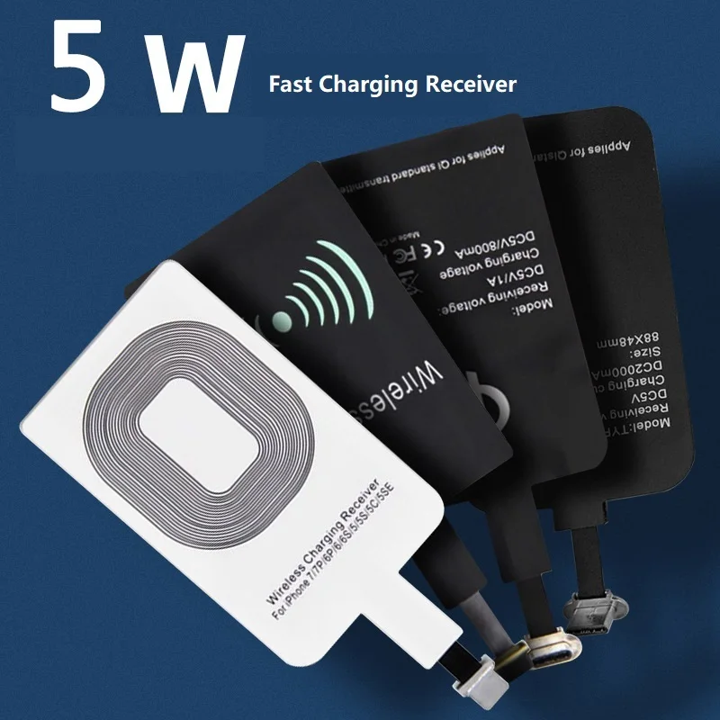 Qi Wireless Charging Receiver 5W Receptor Pad Induction Coil Micro USB/Type C Fast Charger Adapter For iPhone Xiaomi |