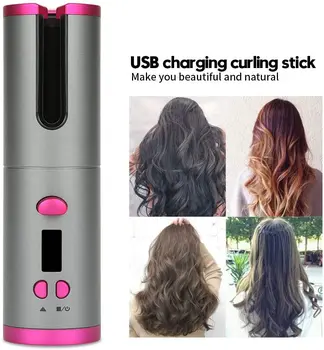 

Automatic Cordless Hair Curler USB Rechargeable Function & LCD Display Adjustable Temperature Intelligent Waves Iron Curling