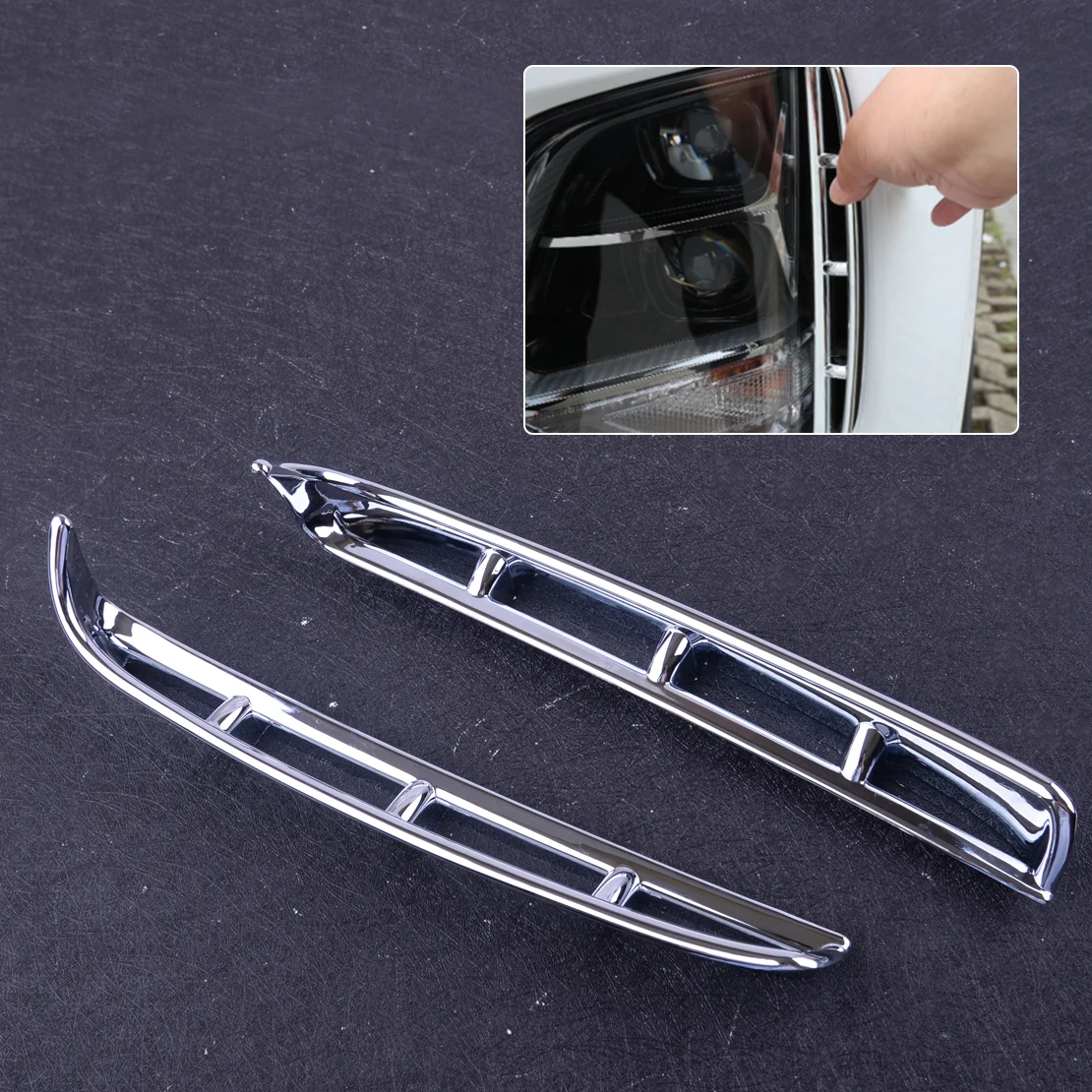 beler ABS 2pcs Headlight Decorative Eyebrow Strip / Chrome Air Inlet Vent Trim Cover Fit for Hyundai Santa Fe Sports 2019 | Автомобили и
