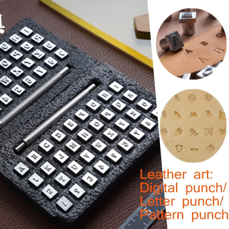 37 Metal letters and numbers/pattern stamp Punch Set for Leather Craft Printing Tools 3.5/6.5MM,DIY Leather Stamping Tool Set,