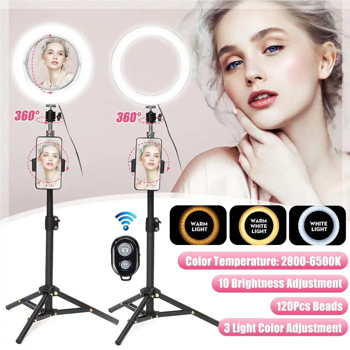 

Freya Ring Light 2800-6500K bluetooth USB Makeup Ring Lights Photography Dimmable LED Selfie Photo Studio Light Multi-Functions