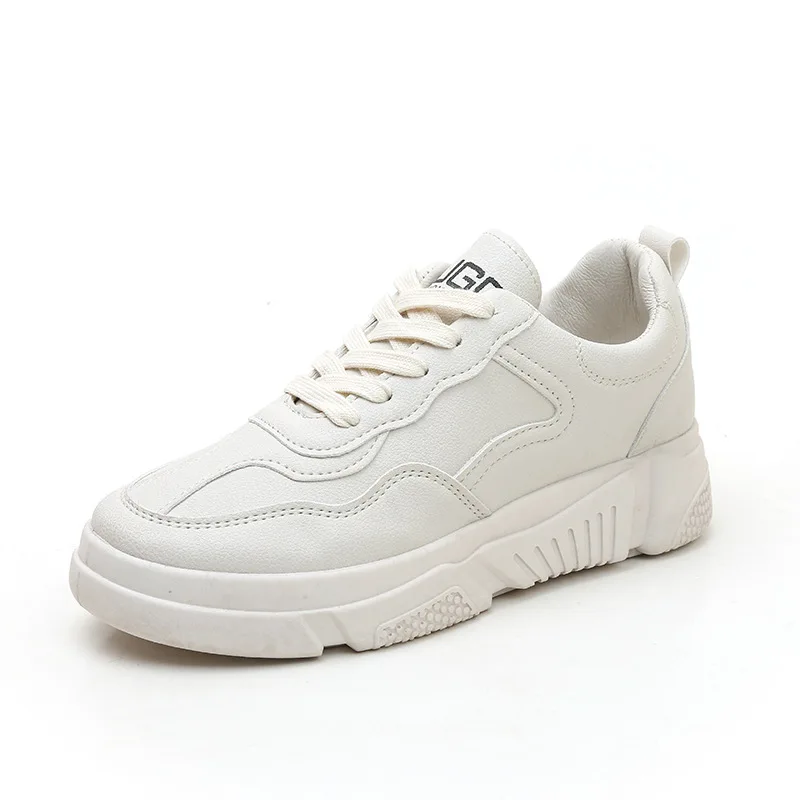 Running Shoes For Women Fashion Spring Autumn Chunky Sneakers Outdoor Trainers Canvas Platform White Sports Sneakers - Цвет: Бежевый