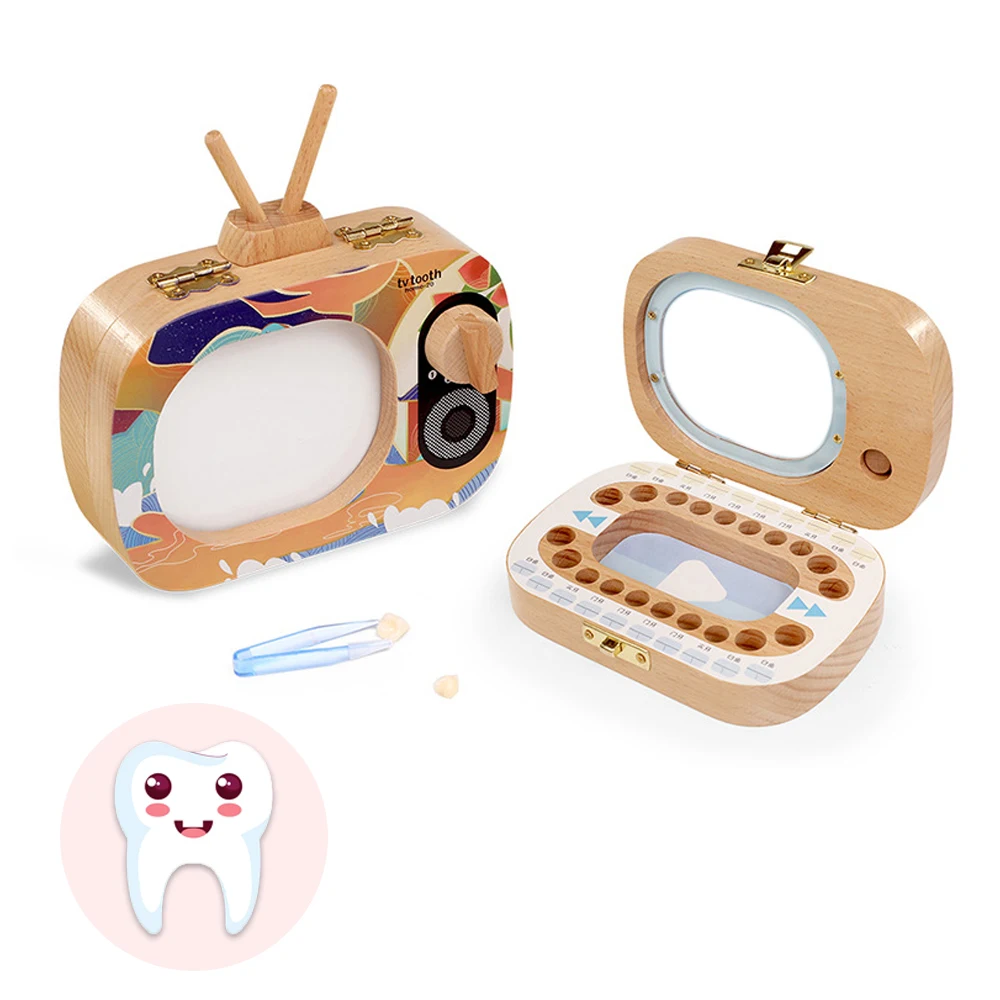 Baby Milk Teeth Box Baby Wood Tooth Box Baby Tooth Organizer Kids Deciduous Storage Collect wooden Box childhood memory