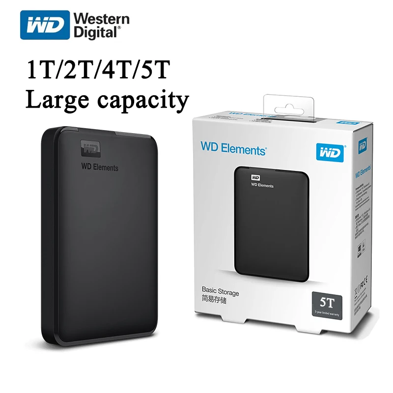 Western Digital WD Elements 2.5" 1TB 2TB 4TB 5TB HDD USB 3.0 Portable External Hard Drive