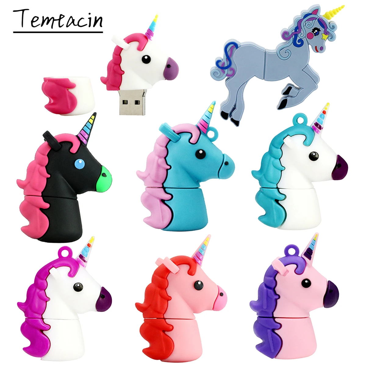 Мультяшный USB-флеш-накопитель 256 ГБ Lovely Unicorn Pen-drive 16GB 32GB 64GB Pendrive Cle USB 2.0 Memory Disk 128GB