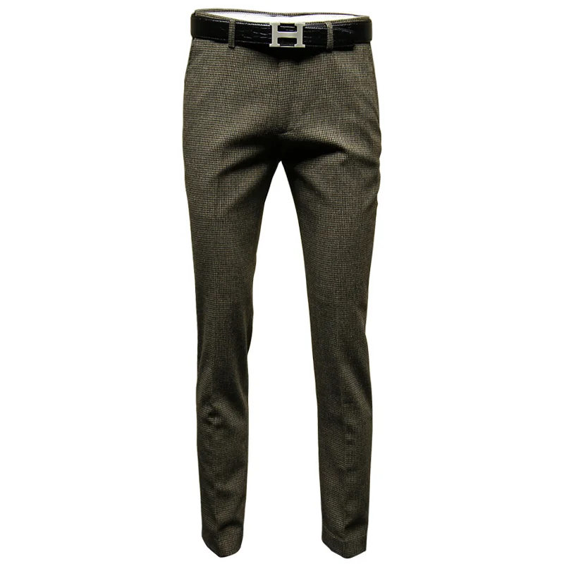 Мужские брюки 30% шерсть мужской тонкий стиль Цвет: насыщенный хаки плед уличная Бизнес мужские брюки Мода Осень Зима Одежда 30 36