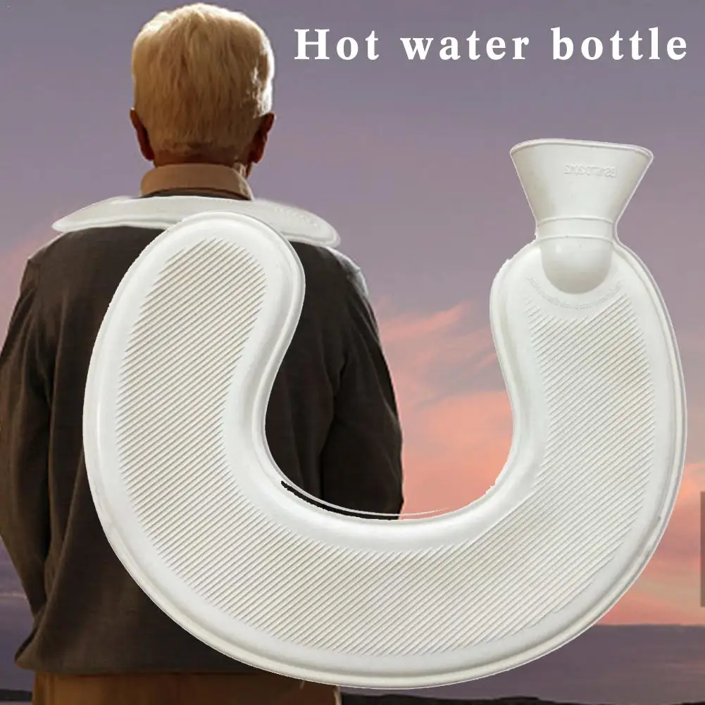 U-образная бутылка для горячей воды из натурального каучука, нагревательная грелка, бутылка для облегчения боли в шее и плече