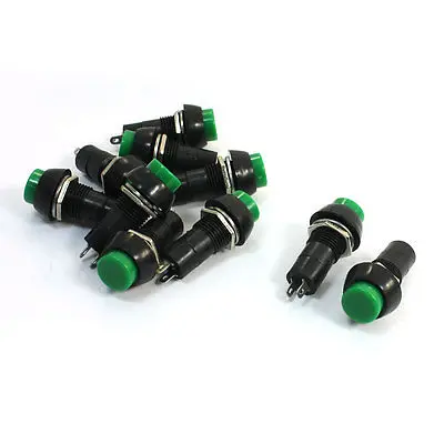 

AC 250V 3A 2 Pin SPST Momentary Green Round Push Button Switch 10Pcs