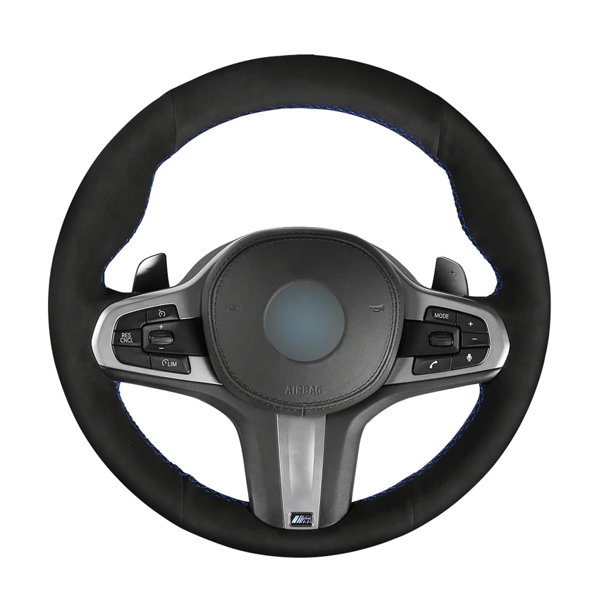 Рука Шить черная замша Удобная чехол рулевого колеса автомобиля для BMW G30 525i 530i 530d