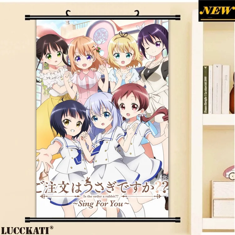 40X60 см, Gochiusa Gochuumon wa Usagi Desu ka Rabbit, сексуальная лоли, мультфильм, аниме картинка, настенная прокрутка, холст, живопись, плакат