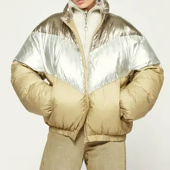 

Autumn Winter Womens Coat Long Sleeve Loose Casual Color Patchwork New Fashion Ladies Jacket