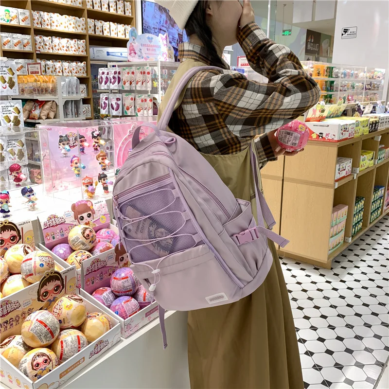 Kawaii Nylon Harajuku Solid Pastel College Backpack