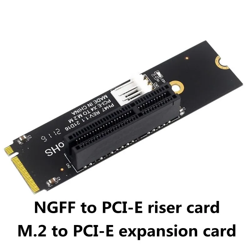 NGFF M.2 To PCI-E 4X Riser Card M2 M Key To PCIe X4 Adapter With LED Indicator SATA Power Riser For Bitcoin Miner Mining