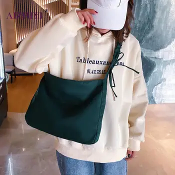 

Female Solid Color Nylon Casual Messenger Bag Women Pleated Shoulder Strap Large Capacity Crossbody Handbag
