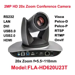 2MP Full HD ptz-камера для дома 20x оптический зум, 1920x1080 при 60fps, USB2.0, USB3.0, HDMI, ip потоковая передача, аудио-вход, 54,7 градусов FOV