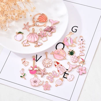 

31pcs/bag Alloy Enamel Series Fashion Pendant Jewelry DIY Accessories Mixed Combination Random Cute Multiple Styles New